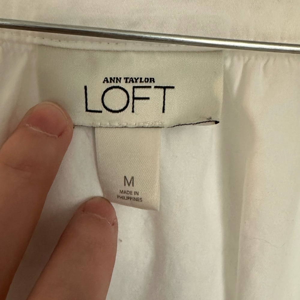 Ann Taylor Loft Medium White Blouse - Picture 6 of 9